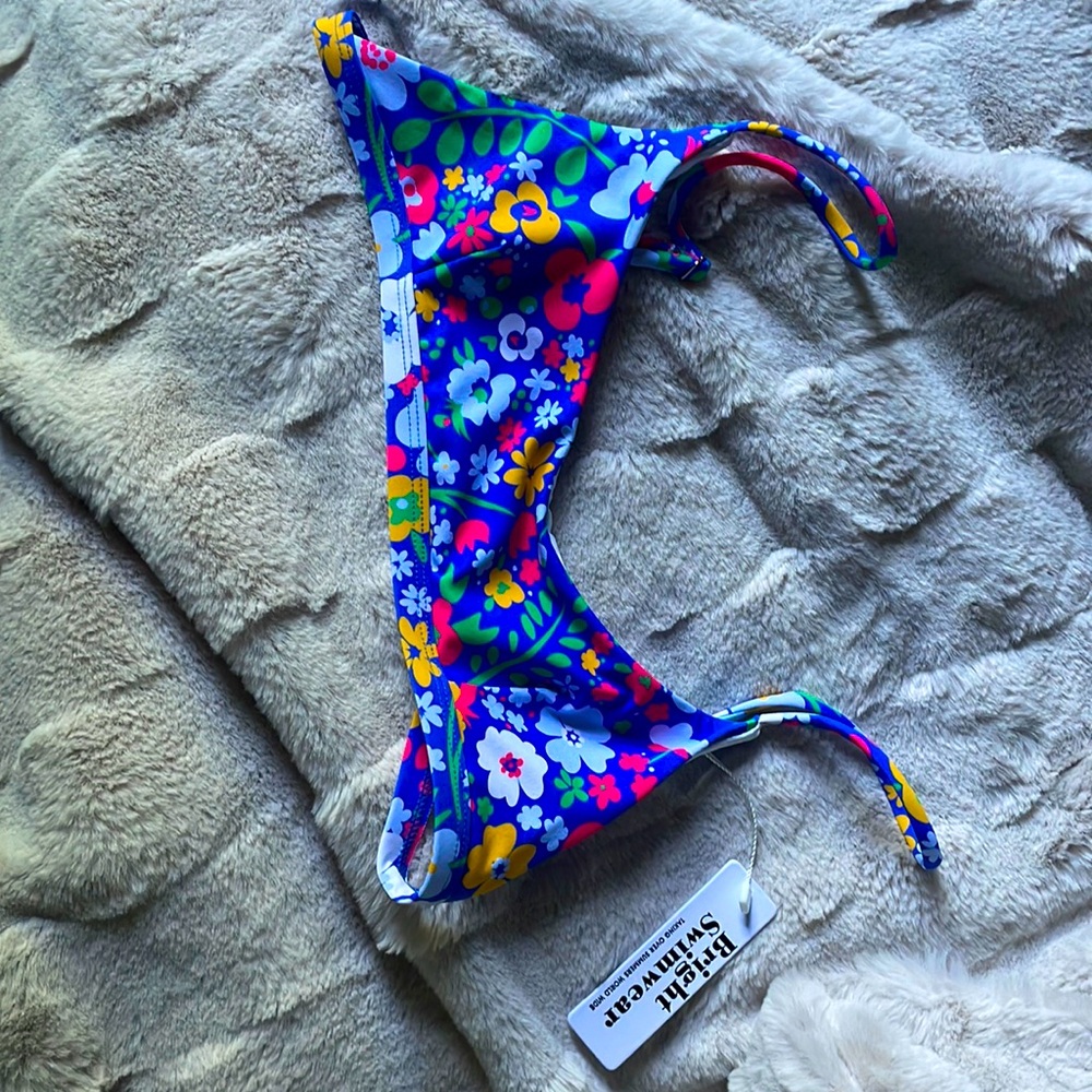 Bright swimwear bali top in flower garden print